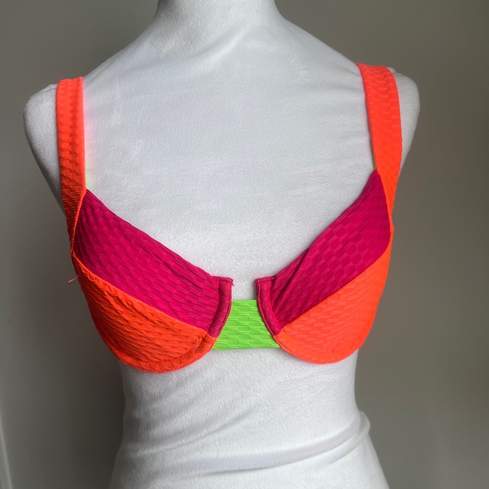 Vetchy Neon Colorblock Bikini Set - Hot Pink, Orange & Lime - Picture 3 of 10